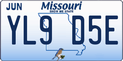 MO license plate YL9D5E