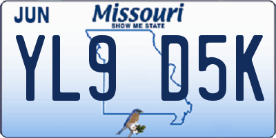 MO license plate YL9D5K