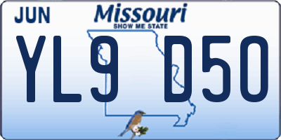 MO license plate YL9D5O