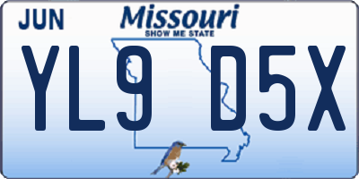 MO license plate YL9D5X