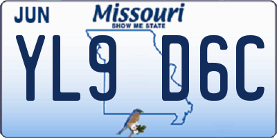 MO license plate YL9D6C