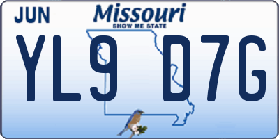 MO license plate YL9D7G