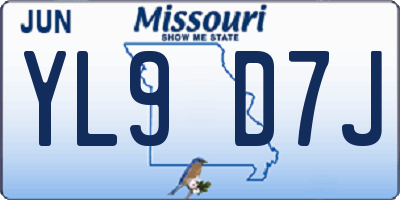 MO license plate YL9D7J