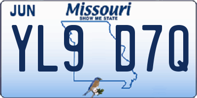 MO license plate YL9D7Q