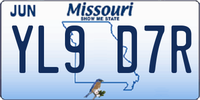 MO license plate YL9D7R