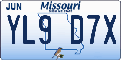 MO license plate YL9D7X