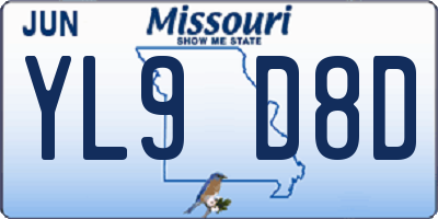 MO license plate YL9D8D