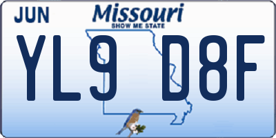 MO license plate YL9D8F