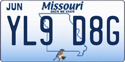 MO license plate YL9D8G
