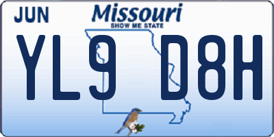 MO license plate YL9D8H