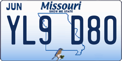 MO license plate YL9D8O
