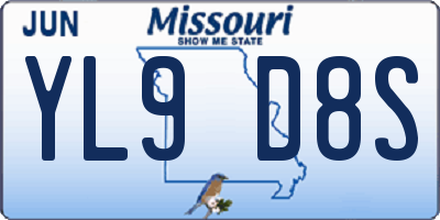 MO license plate YL9D8S