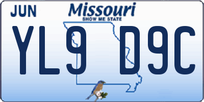 MO license plate YL9D9C
