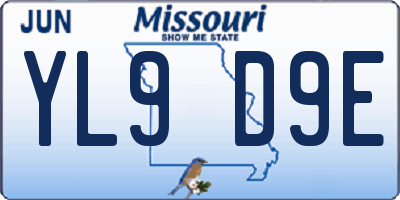 MO license plate YL9D9E