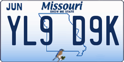 MO license plate YL9D9K