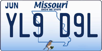 MO license plate YL9D9L