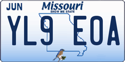 MO license plate YL9E0A