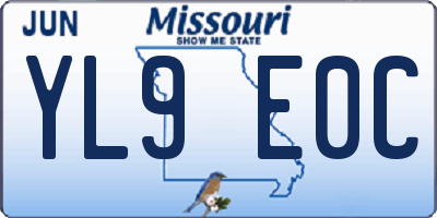 MO license plate YL9E0C