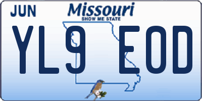 MO license plate YL9E0D