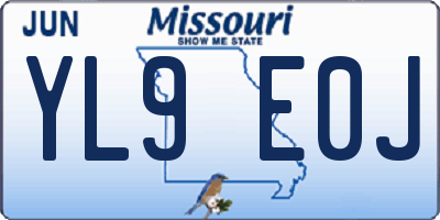MO license plate YL9E0J
