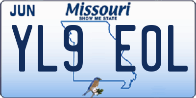 MO license plate YL9E0L