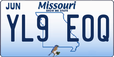 MO license plate YL9E0Q