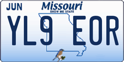 MO license plate YL9E0R