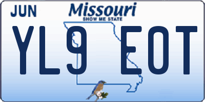 MO license plate YL9E0T