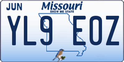 MO license plate YL9E0Z