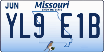 MO license plate YL9E1B