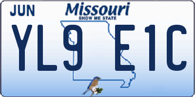 MO license plate YL9E1C