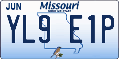 MO license plate YL9E1P