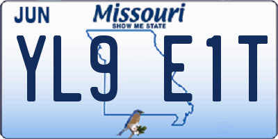 MO license plate YL9E1T