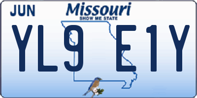 MO license plate YL9E1Y