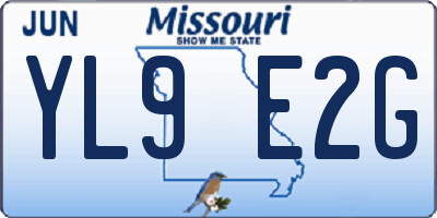 MO license plate YL9E2G