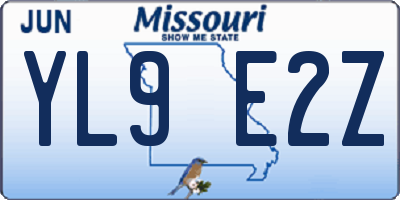 MO license plate YL9E2Z