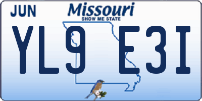 MO license plate YL9E3I
