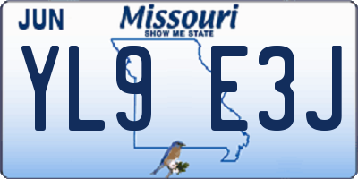 MO license plate YL9E3J
