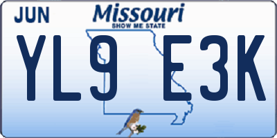 MO license plate YL9E3K