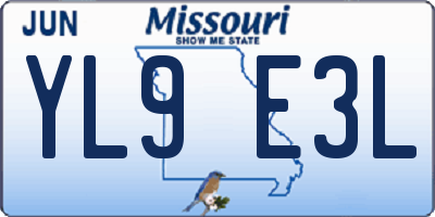 MO license plate YL9E3L