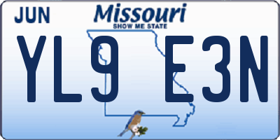 MO license plate YL9E3N