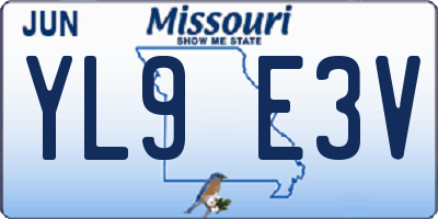 MO license plate YL9E3V