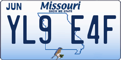 MO license plate YL9E4F
