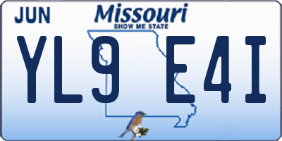 MO license plate YL9E4I