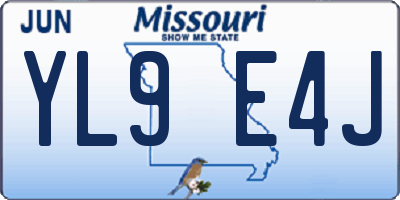 MO license plate YL9E4J