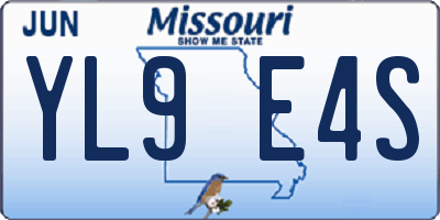 MO license plate YL9E4S