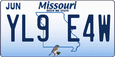 MO license plate YL9E4W
