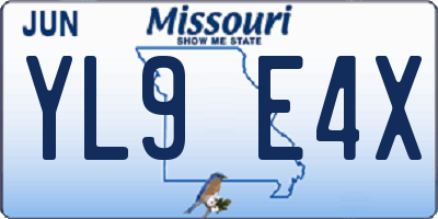 MO license plate YL9E4X