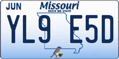 MO license plate YL9E5D