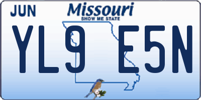 MO license plate YL9E5N